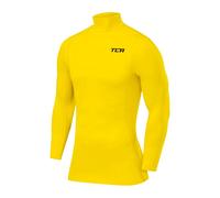 TCA Men Long Sleeve Compression Shirt, Athletic Workout Sports Undershirt Base Layer Top - Sonic Yellow, XXL