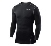 TCA Men Long Sleeve Compression Shirt, Athletic Workout Sports Undershirt Base Layer Top - Black, S