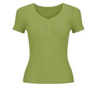 Compression Base Layer Tops for Women Fitness Shirt Ladies' Ice Short Sleeved T Shirt Women's Woven Sweater Versatile Thin V Neck Slimming Base Layer Worn Outside for Home Daily (Green, L)