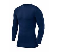 PowerLayer Men's Compression Base Layer Top Long Sleeve Under Shirt - Mock Neck - Blueprint, M