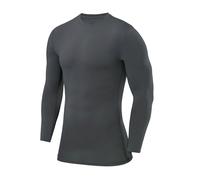 PowerLayer Men's Compression Base Layer Top Long Sleeve Under Shirt - Mock Neck - Darkest Spruce, XL