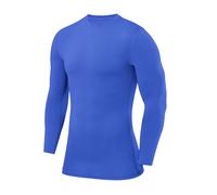 PowerLayer Compression Tops for Boys Base Layers Boys Running Top Thermal Shirt - Mock Neck - Dazzling Blue Mock Neck, 10-12 Years