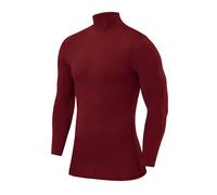 PowerLayer Compression Top for Boys - Running Base Layer - Thermal Shirt - Mock Neck - Cabernet, 8-10 Years (Medium)
