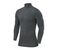PowerLayer Men's Compression Base Layer Top Long Sleeve Under Shirt - Mock Neck - Darkest Spruce, M