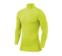 PowerLayer Men's Compression Base Layer Top Long Sleeve Under Shirt - Mock Neck - Lime Punch, L