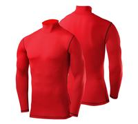 PowerLayer Mens & Boys Compression Base Layer Crew Mock Neck Long Sleeve Shirts