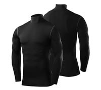Compression Base Layer Long Sleeve PowerLayer Mens Boys Mock Neck Gym Shirt