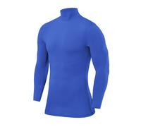 PowerLayer Compression Tops for Boys Base Layers Boys Running Top Thermal Shirt - Mock Neck - Dazzling Blue Mock Neck, 12-14 Years