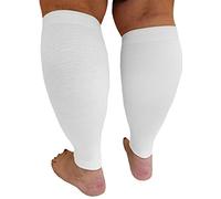 Compression Calf Sleeves Extra Wide - Soothing Gradient Support. XX-Wide Legs, Compression 18-20mmHg at Ankle and 14-16mmHg at Calves, Comfortable Tall Cuffs. Maximum Stretch to 27 in. white
