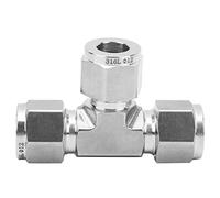Compression Ferrule Connector Tee Equal Diameter 316 Stainless Steel, Double Ferrule Fitting for Hydraulic and Gas Lines, Reusable No - Weld Pipe Joint for Oil Food Indust (F12)