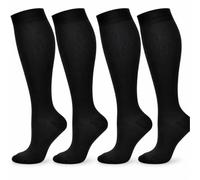 Compression Flight Socks for Men & Women Graduated 10mmHg Support Anti-Swelling Travel Socks for Flights, Work & Daily Wear Boost Circulation, Reduce Fatigue & Prevent DVT Sizes 8-13 (XXL Black)