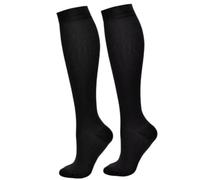 Compression Flight Socks Unisex | Anti-Swelling & Fatigue Relief | DVT Support Stockings for Travel & Daily Use (Large/X-Large Black)