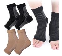 Compression Foot Sleeves, 2 Pairs Plantar Fasciitis Socks, Ankle Support, Ankle Support Brace, for Men and Women, for Sprained Ankle, Arthritis, Joint Pain, Multi-Color, S/M(34-39)