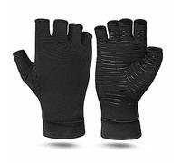 Compression Gloves,Copper ion fiber pressure gloves for Women and Men, Anti-slip Compression Gloves for Hand Pain,Arthritis,Sports,Providing Warmth and Relieve Pain, Promoting Healing(L, Half finger)