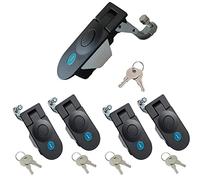 Compression Latch Flush Mount Trigger Latch, Zinc Alloy Compression Lock, Adjustable Sealed Large Lever Hand Operated Compression Latches Key Locking (Black, 5 Packs)
