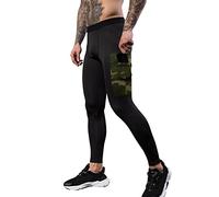 Compression Leggings for Men Running Sports Tights Base Layer Pants Cool Dry Cycling Pants Running Stretch Trousers for Workout Long Activewear with Side Legs Pockets Black