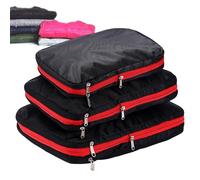 Compression Packing Cube Set | 50 x 30 x 7 cm Waterproof Travel - Large Capacity Suitcase Packing Bags | Oxford Fabric Storage Bag for Clothes - 3-Piece Luggage System with, black