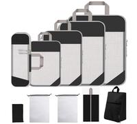 Compression Packing Cubes - 10 Packing Cubes for Suitcases inc 5 Different Sizes Packing Compression Cubes and 5 Suitcase Organiser Bags (10 Black)
