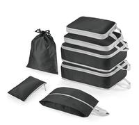 Compression Packing Cubes 7-Piece Set with Multi- Compartment Travel Bag, Waterproof Suitcase Organiser Bags,Travel Packing Cubes for Suitcases, Packing & Storage for Luggage (Black)