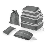 Compression Packing Cubes 7-Piece Set with Multi- Compartment Travel Bag, Waterproof Suitcase Organiser Bags,Travel Packing Cubes for Suitcases, Packing & Storage for Luggage (Grey)