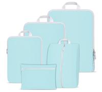 Compression Packing Cubes Set, Ultralight Expandable Travel Organizers for Carry on Luggage,Waterproof Travel Packing Cubes,Compression Suitcase Essential Bag (Blue 5 piece set)