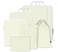 Compression Packing Cubes for Suitcases,Suitcase Organiser Bags,Travel Packing Cubes Compression Set for Backpack,Packing Organisers,Waterproof Travel Organiser Packing Bags (Beige, 9 Pack)