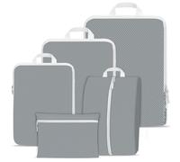 Compression Packing Cubes for Suitcases,Suitcase Organiser Bags,Travel Packing Cubes Compression Set for Backpack,Packing Organisers,Waterproof Travel Organiser Packing Bags (Grey, 5 Pack)
