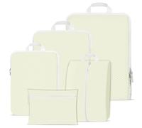 Compression Packing Cubes for Suitcases,Suitcase Organiser Bags,Travel Packing Cubes Compression Set for Backpack,Packing Organisers,Waterproof Travel Organiser Packing Bags (Beige, 5 Pack)