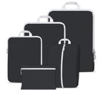 Compression Packing Cubes Set, Ultralight Expandable Travel Organizers for Carry on Luggage,Waterproof Travel Packing Cubes,Compression Suitcase Essential Bag(Black 5-piece set)