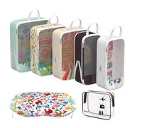 Compression Packing Cubes for Travel, 7 Set Natural Life Expandable Mesh Luggage Organizers, Waterproof Expandable/Compression Bags Bohemia Travel Packing Cubes with Clear Toiletry Bag