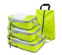 Compression Packing Cubes Set,4pcs/set Travel Accessories Storage Bag Portable Luggage Suitcase Organizer Set Extensible Packing Mesh Bags for Clothing Underwear Shoes (Green)