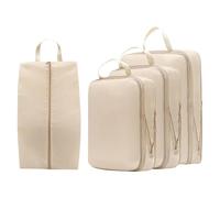 Compression Packing Cubes - Transport Storage Kit, Travel Bag Set | Waterproof Clothing Bags with Double Zipper for Luggage Organization, Camping, beige, Fare riferimento alla descrizione, Please