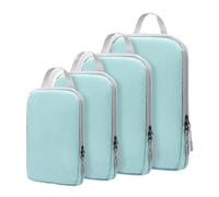 Compression Packing Cubes Travel, 4-Piece Vacuum Carry Bag Set, Space-Saving Reusable Organizers, Ideal for Suitcase, Flight Luggage, Camping, Organized Packing on the Go, Black Blue Apricot Gray