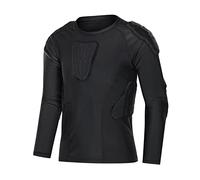 Compression Padded Shirt Long Sleeve Shoulder Chest Protector for Skateboard Snowboard Ice Skiing Bicycle YL Black