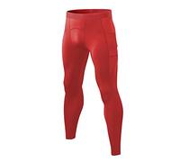Compression Pants for Mens Sports Tights Leggings High Wicking Base Layer Quick Dry Gym Running Tights Ultra-Warm Thermal Underwear Workout Running Tights Comfortable Bodybuilding Trousers Red