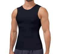 Compression Shirt Sweat-Absorbent and Breathable Shapewear Slimming Tummy Control Tank Top Waist Trainer Vests for Men Black