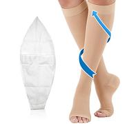 Compression Socks 20-30mmHg Open Toe with Free Auxiliary Wear Socks Sleeve Professional Care for Ankle,Varicose Veins, Calf Edema Pain Relief Suitable for Nurses Maternity Flight Travel Men Women L