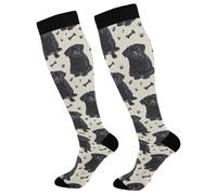 Compression Socks Black Pug Dogs Stocking Unisex Crew Sock Flight Socks For Varicose Veins Support Post-Surgery Tired 50Cm