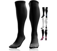 aZengear Compression Socks (20-30mmHg) Anti DVT Air Flying Knee-High Flight Travel Stockings, Swollen Legs, Varicose Veins, Running, Shin Splints Calf Pressure Support, Sports (Black, XXL)