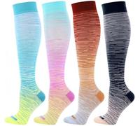 Compression Socks for Men and Women, 20-30mmHg, Ideal for Nurses, Travel, Pregnancy, 4 Pairs Tie Dye 2, M