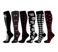 Compression Socks for Running 1 Pairs Unisex Knee High Compression Socks Halloween Funny Print Cotton Sports Stockings Best Support for Flight Running Cycling Travel Pregnancy Athletic Pregnancy