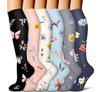 Compression Socks for Women and Men 15-20 mmHg 6 Pack Compression Stockings Circulation-Best Support for Medical,Running,Nursing,Athletic (C-Assorted-6, Small-Medium)