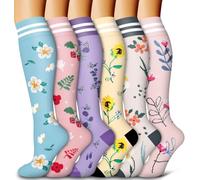 Compression Socks for Women and Men 15-20 mmHg 6 Pack Compression Stockings Circulation-Best Support for Medical,Running,Nursing,Athletic (C-Assorted-4, Large-X-Large)