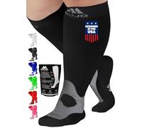Compression Socks for Women and Men 20-30mmHg Plus Size - XXL Wide Calf Medical Compression Stockings for DVT, Lymphedema, Bariatric Surgery Recovery - Black, 2X-Large - A601
