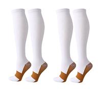 Compression Socks for Women Men, 2 Pairs 20-25mmHg Knee High Socks Compression Stockings for Sport, Athletic, Edema, Diabetic, Varicose Veins, Travel, Pregnancy, Nursing (S/M, White+White)