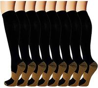 Compression Socks for Women & Men (8 Pairs) 15-20 mmHg Best for Running, Nursing, Hiking, Recovery & Flight Socks (L-XL, assorted 1)