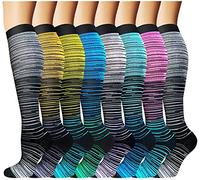 Compression Socks for Women & Men (8 Pairs) 15-20 mmHg Best for Running, Nursing, Hiking, Recovery & Flight Socks (L-XL, assorted 2)