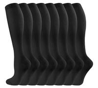 Compression Socks for Women & Men Circulation 8 Pairs Compression Socks 20-30 mmhg Best for Running,Nurse,Travel, Assorted -1-black, Large-X-Large