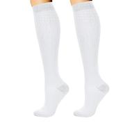 Compression Socks for Women&Men,Knee High Compression Stockings,Medical Compression Flight Socks,for Sport, Edema, Varicose Veins, Travel, Pregnancy, Nursing (white, One Size)