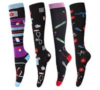 Compression Socks for Women & Men Medical Circulation 15-25 mmHg,Best for Nurses,Youth,Nursing,Running,Travel(4 Pairs)